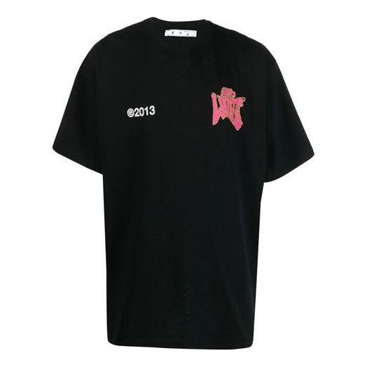 Off-White SS21 Alphabet Logo Printing Short Sleeve Loose Fit Black OMAA038S21JER0101025