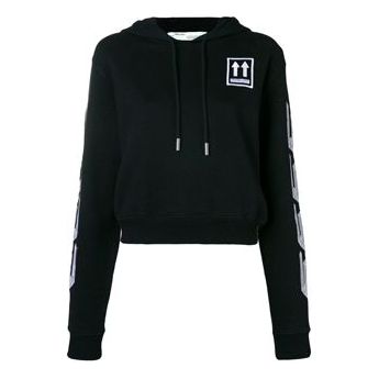 (WMNS) Off-White logo Embroidered Pullover Black OWBB016E180030371001