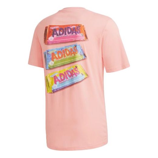 adidas Athletics Graphic Tee Back Printing Round Neck Pullover Short Sleeve Pink GE4665