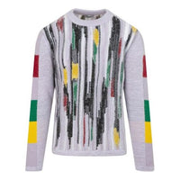 Men's DIOR Stripe Printing Round Neck Long Sleeves Pullover Wool Sweater Multicolor 143M651AT286-C480