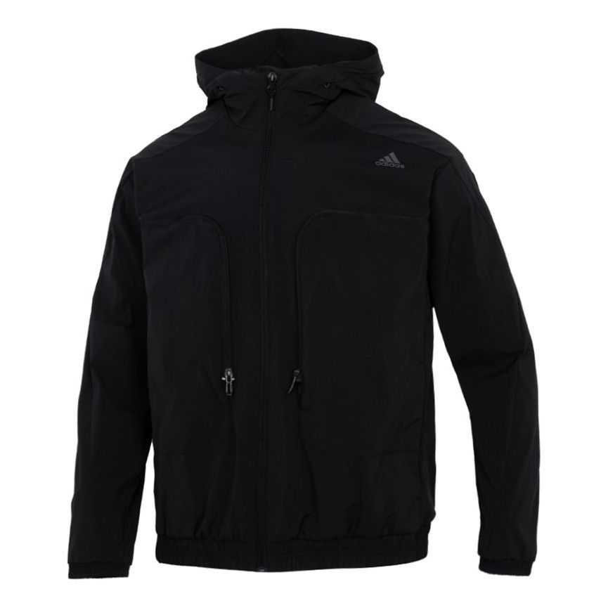 adidas Cargo Athleisure Casual Sports Hooded Jacket Black H38399