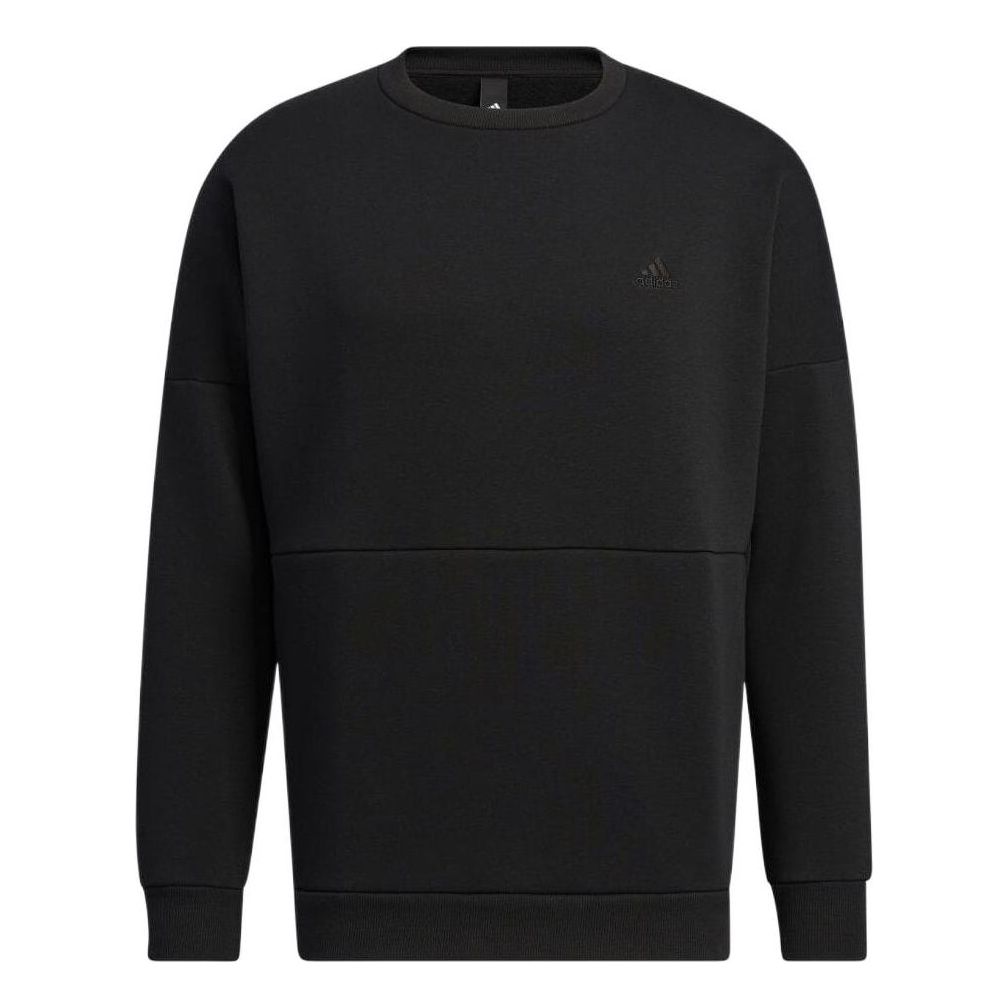 adidas Solid Color Logo Round Neck Pullover Sports Unisex Black HM2688