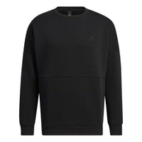 adidas Solid Color Logo Round Neck Pullover Sports Unisex Black HM2688