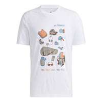 Men's adidas Bao Gfx Ss Tee Outdoor Sports Cartoon Printing Round Neck Short Sleeve White T-Shirt GN7608