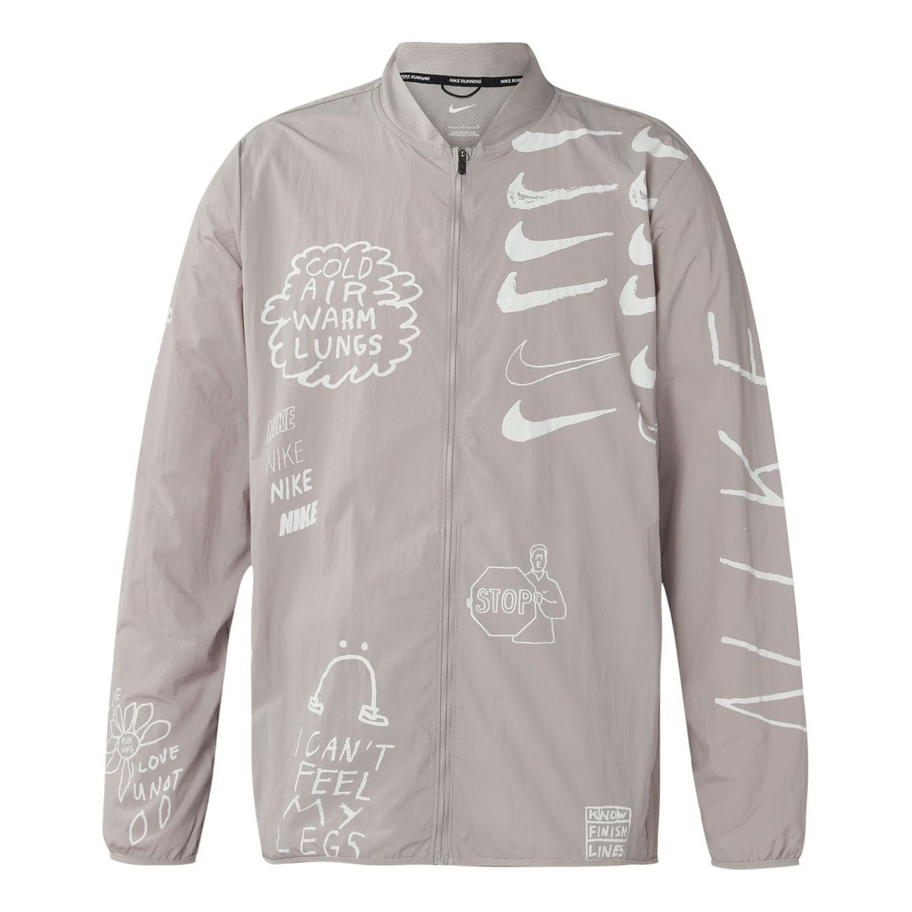 Men's Nike Full Print Pattern Running Training Knit Sports Jacket Gray AJ7760-033