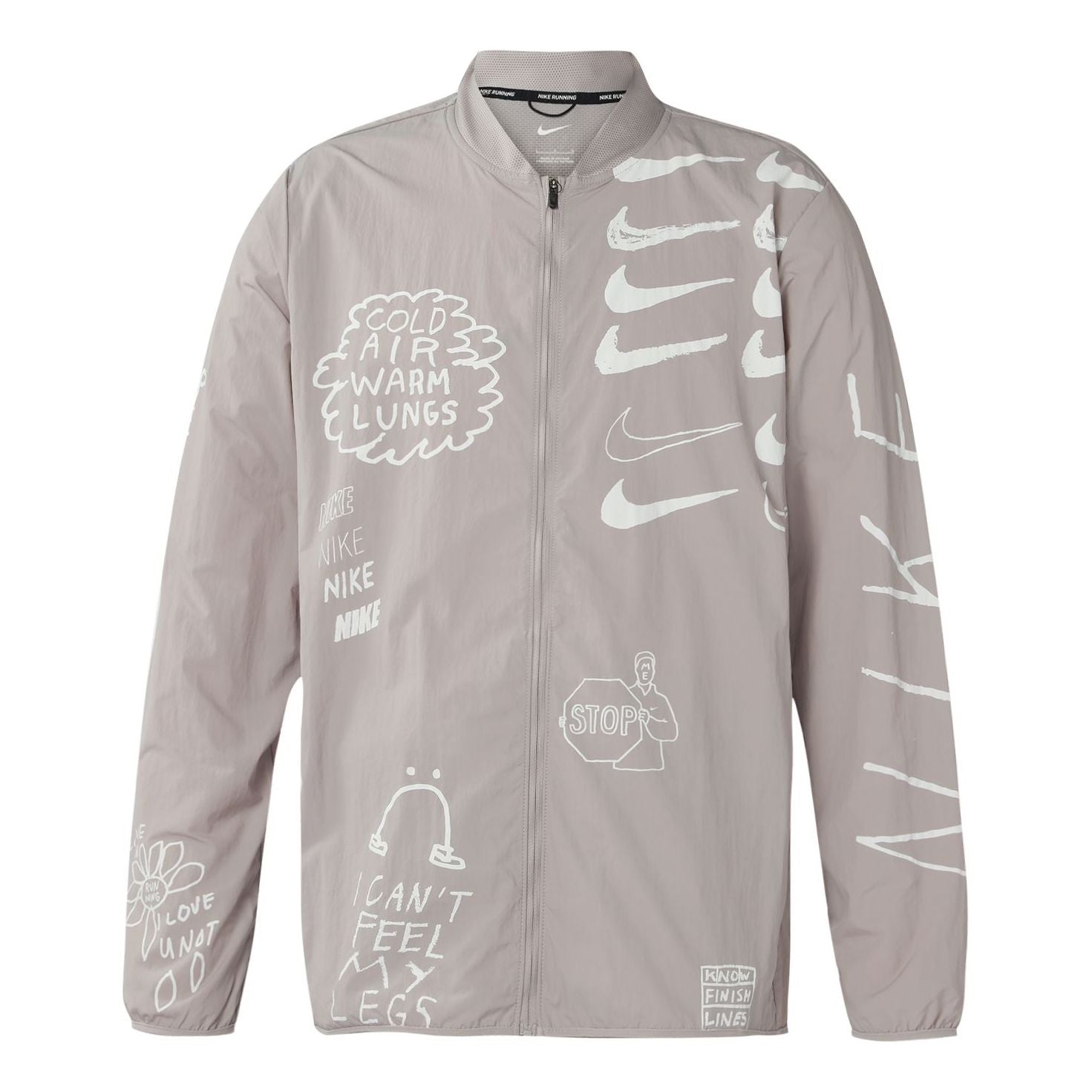 Men's Nike Full Print Pattern Running Training Knit Sports Jacket Gray AJ7760-033