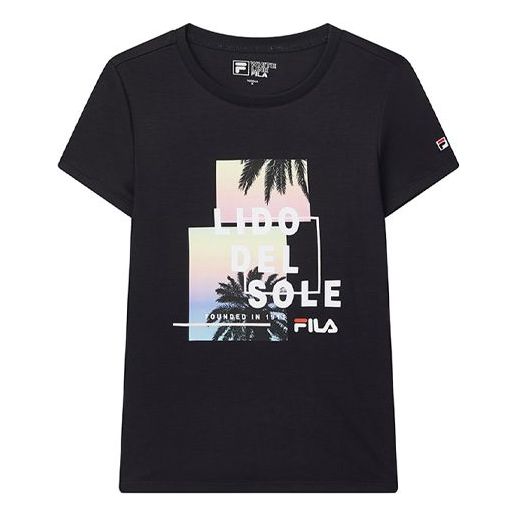 (WMNS) FILA Printing Pattern Short Sleeve Blue F11W028148F-NV
