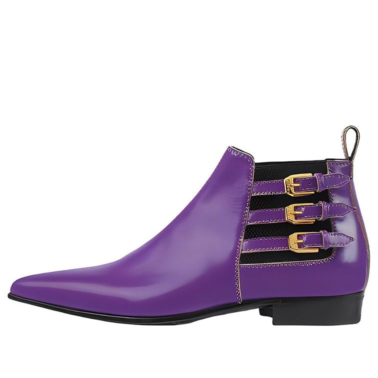 (WMNS) Gucci Leather Chelsea Boots 'Shine Purple' 603672-DS8I0-5260