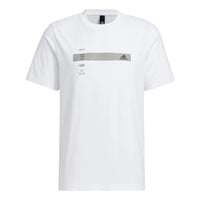 Men's adidas Stripe Printing Round Neck Pullover Casual Short Sleeve White T-Shirt HM5151