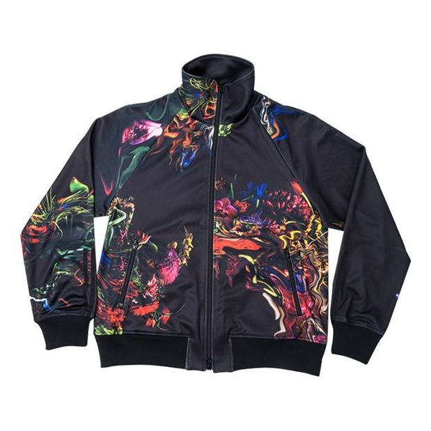 Men's Y-3 Printing Pattern Stand Collar Jacket Black FJ0391IW