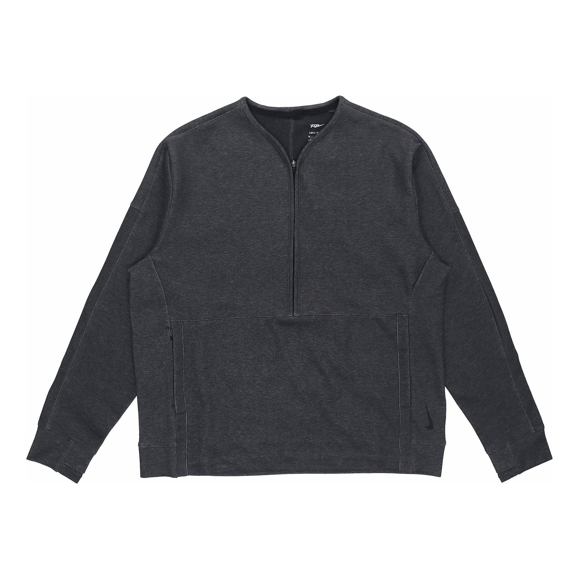 Men's Nike Sports Half Zipper Knit Pullover Long Sleeves Gray T-Shirt DD2187-010