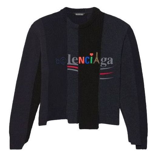 Balenciaga Restructured Asymmetrical Knit Sweater 'Black' 657334T32011271