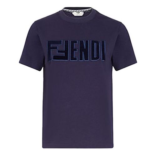 FENDI Alphabet Logo Short Sleeve Blue FS7254AD8ZF1BGW