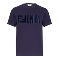 FENDI Alphabet Logo Short Sleeve Blue FS7254AD8ZF1BGW