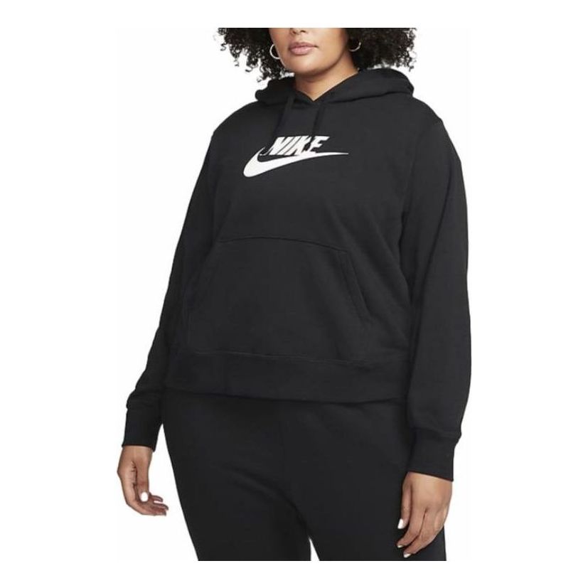 (WMNS) Nike Sportswear Club Fleece Hoodie Plus Size 'Black' DV5091-010