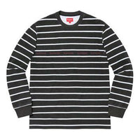 Supreme SS19 Printed Stripe Pique LS Top Black Tee SUP-SS19-509