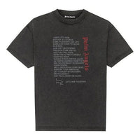 Men's PALM ANGELS Alphabet Printing Washed Short Sleeve Black PMAA001G20JER0061001