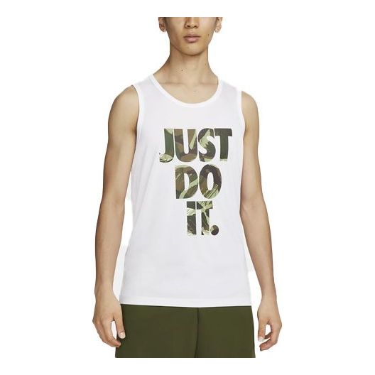 Men's Nike Camouflage Alphabet Printing Training White Vest DR7564-100