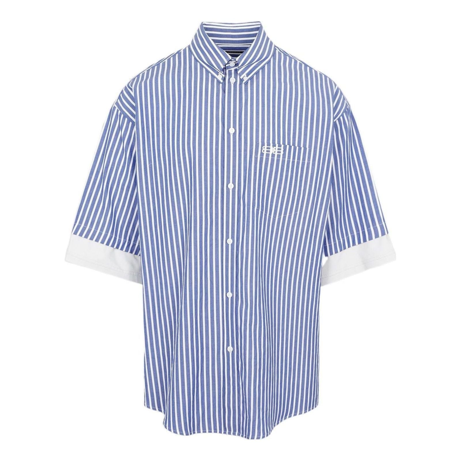 Balenciaga BB Icon Layered Short Sleeve Shirt 'Blue White' 699195TMM234640