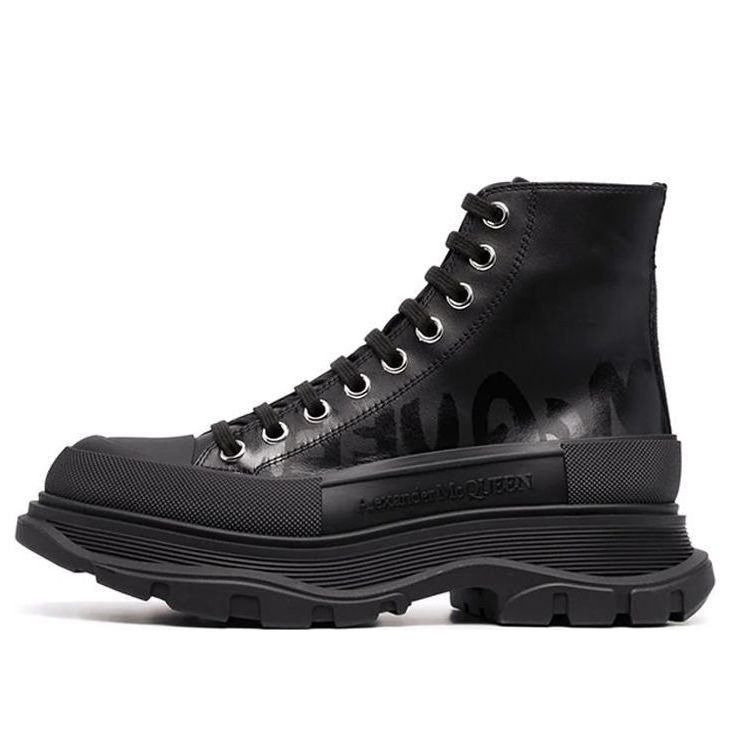 (WMNS) Alexander McQueen Tread Slick High-Top Boots 'Black' 679529WIABD1000