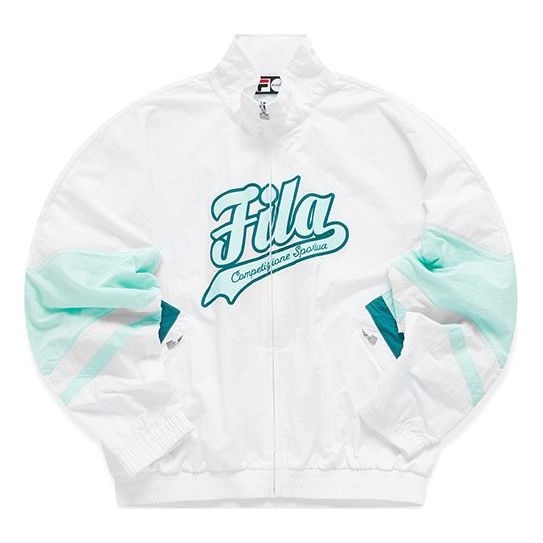 FILA FUSION Logo Printing Contrasting Colors Woven Jacket White T11W122701F-WT