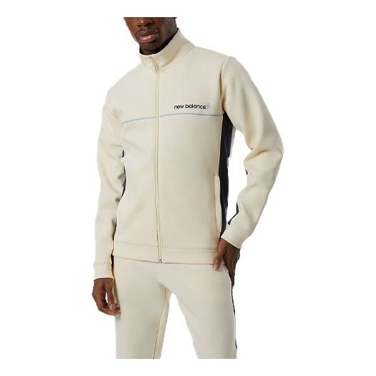 New Balance Men's New Balance x Rich Paul Crossover Stand Collar Long Sleeves Solid Color logo Jacket Beige MJ13924-MCU