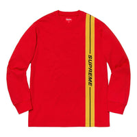 Supreme FW18 Vertical Logo Stripe LS Top Red Logo Tee SUP-FW18-219