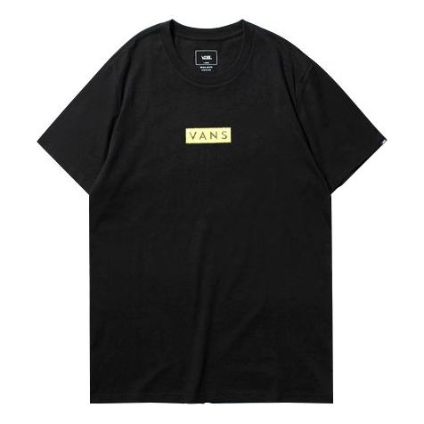 Vans Yellow Logo Printing Short Sleeve Couple Style Black VN0A4MMCAL8