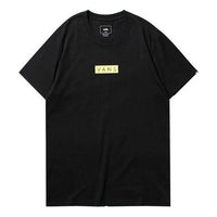 Vans Yellow Logo Printing Short Sleeve Couple Style Black VN0A4MMCAL8