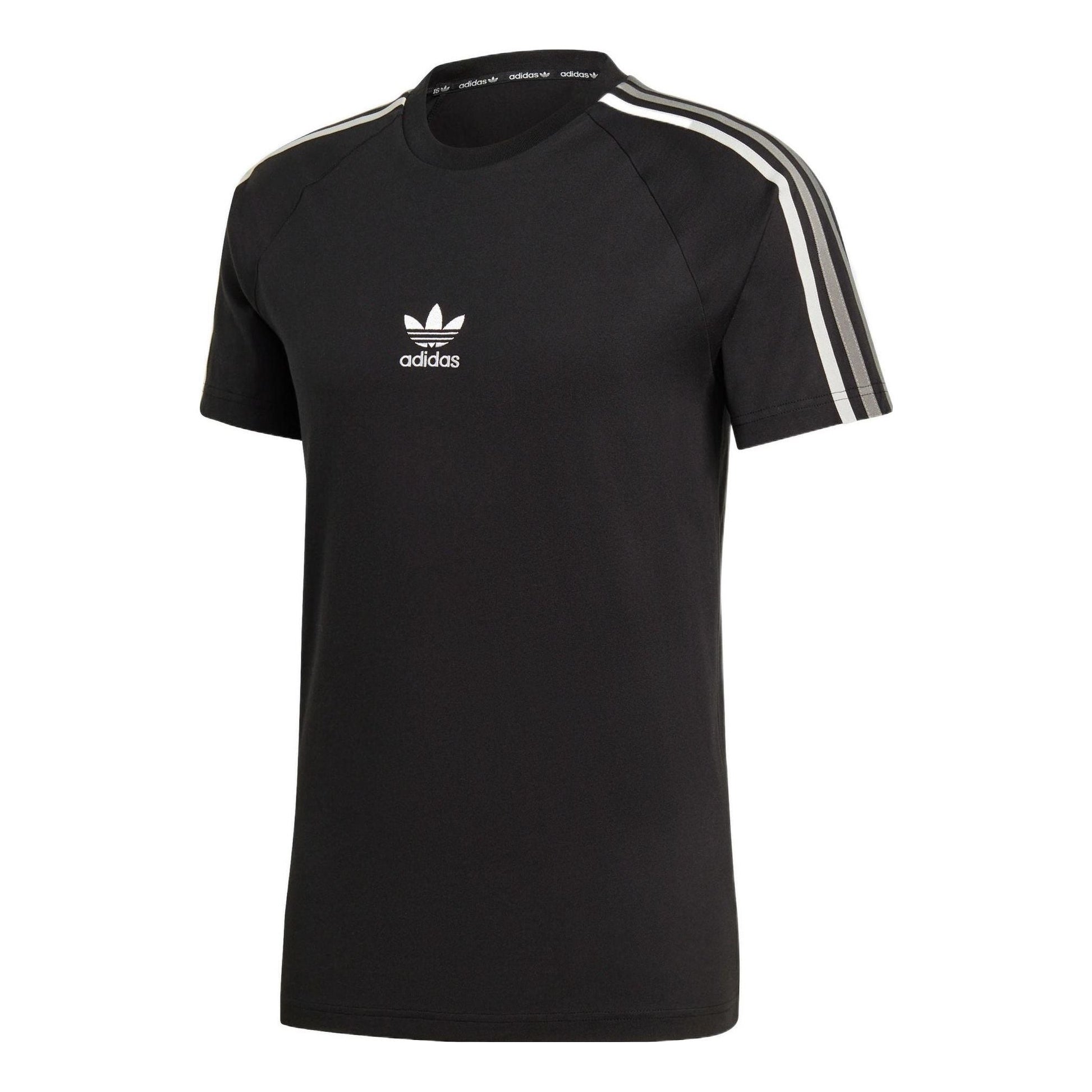 adidas originals Stripe Logo Micro Mark Round Neck Casual Short Sleeve Black GK1963