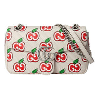 (WMNS) Gucci GG Marmont Silver Leather Chain Shoulder Bag 'Cream White Red' 443497-1W9AN-9086