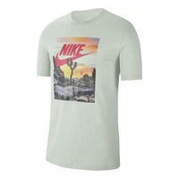 Men's Nike Solid Color Logo Printing Round Neck Short Sleeve Green T-Shirt CT6884-321