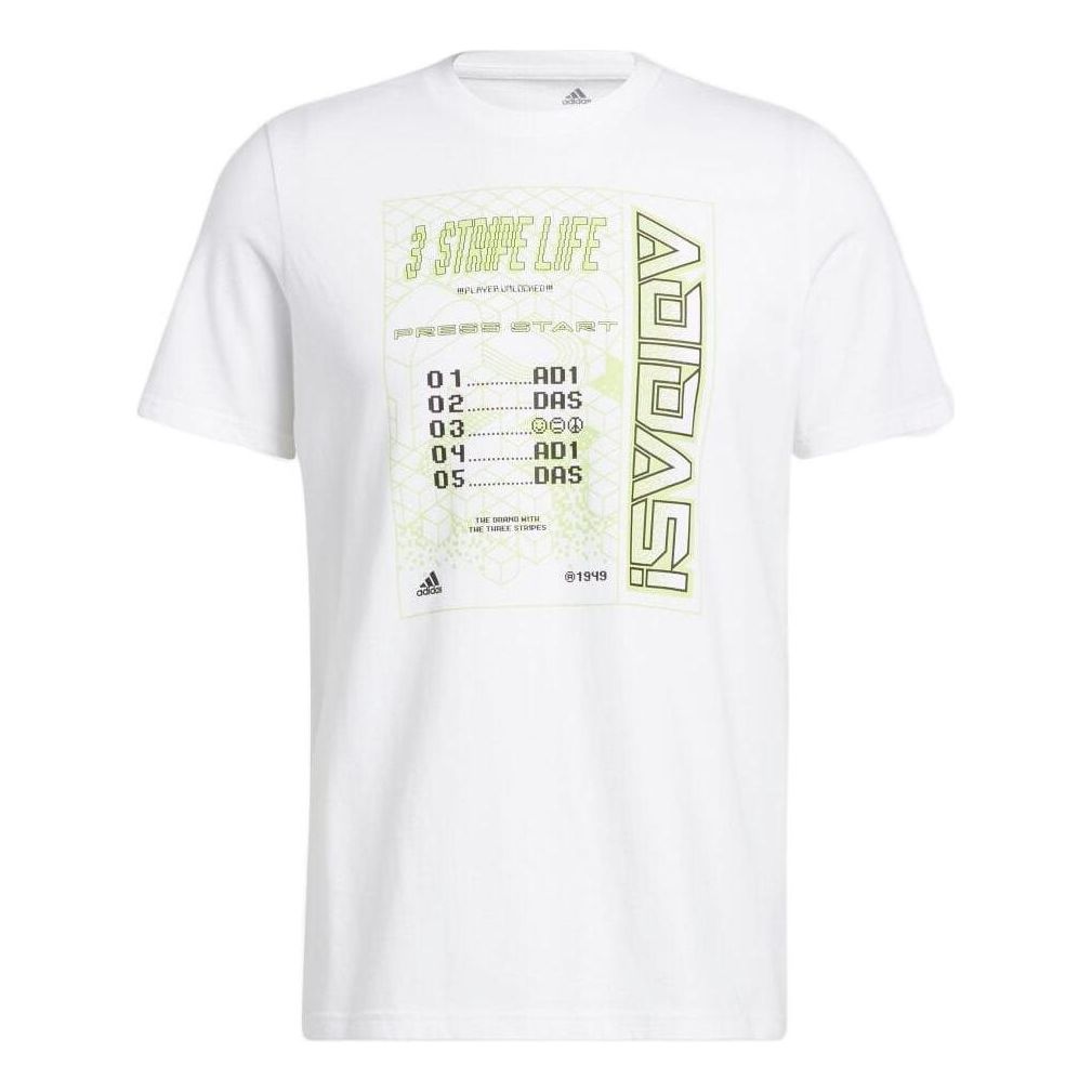Men's adidas Alphabet Printing Casual Pullover Short Sleeve Japanese Version White T-Shirt HE4831