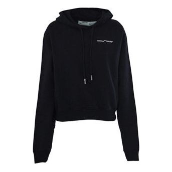 (WMNS) Off-White Logo Printed Hoody Black OWBB016E180030361001
