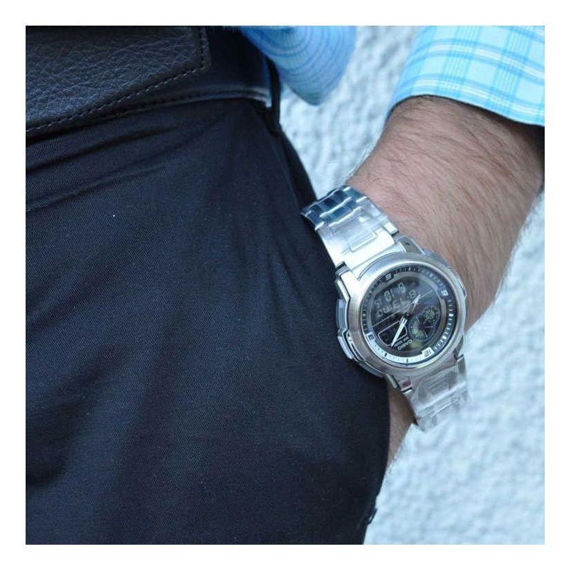 CASIO Male STANDARD Japan / South Korea Fashion Mens Silver Analog/Digital Combo AQF-102WD-1B