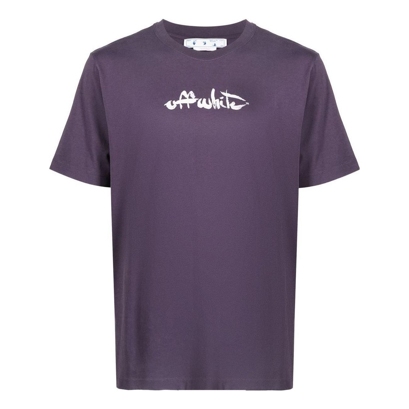 Men's Off-White SS22 Arrow Pattern Printing Round Neck Short Sleeve Loose Fit Purple T-Shirt OMAA027F22JER0093501