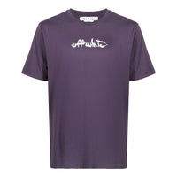 Men's Off-White SS22 Arrow Pattern Printing Round Neck Short Sleeve Loose Fit Purple T-Shirt OMAA027F22JER0093501