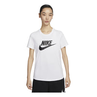 (WMNS) Nike Sportswear Essentials Logo T-shirt Asia Sizing 'White Black' DX7907-100