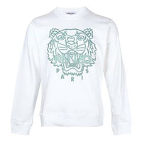 Men's KENZO SS21 TIGER Pattern Round Neck Pullover White FB55SW1204MP-01