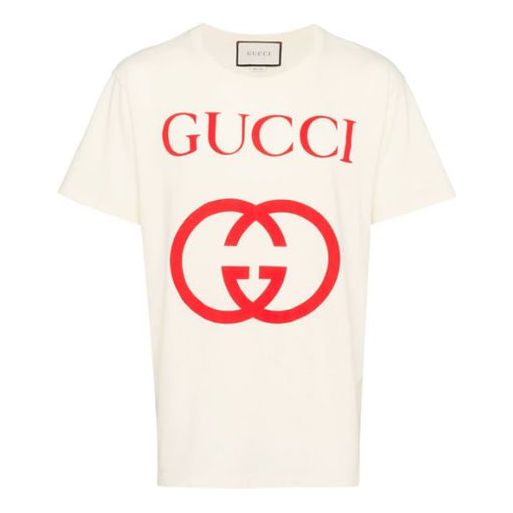 Gucci Interlocking G-Shaped Short-Sleeved For Men White 493117-X3Q35-7373