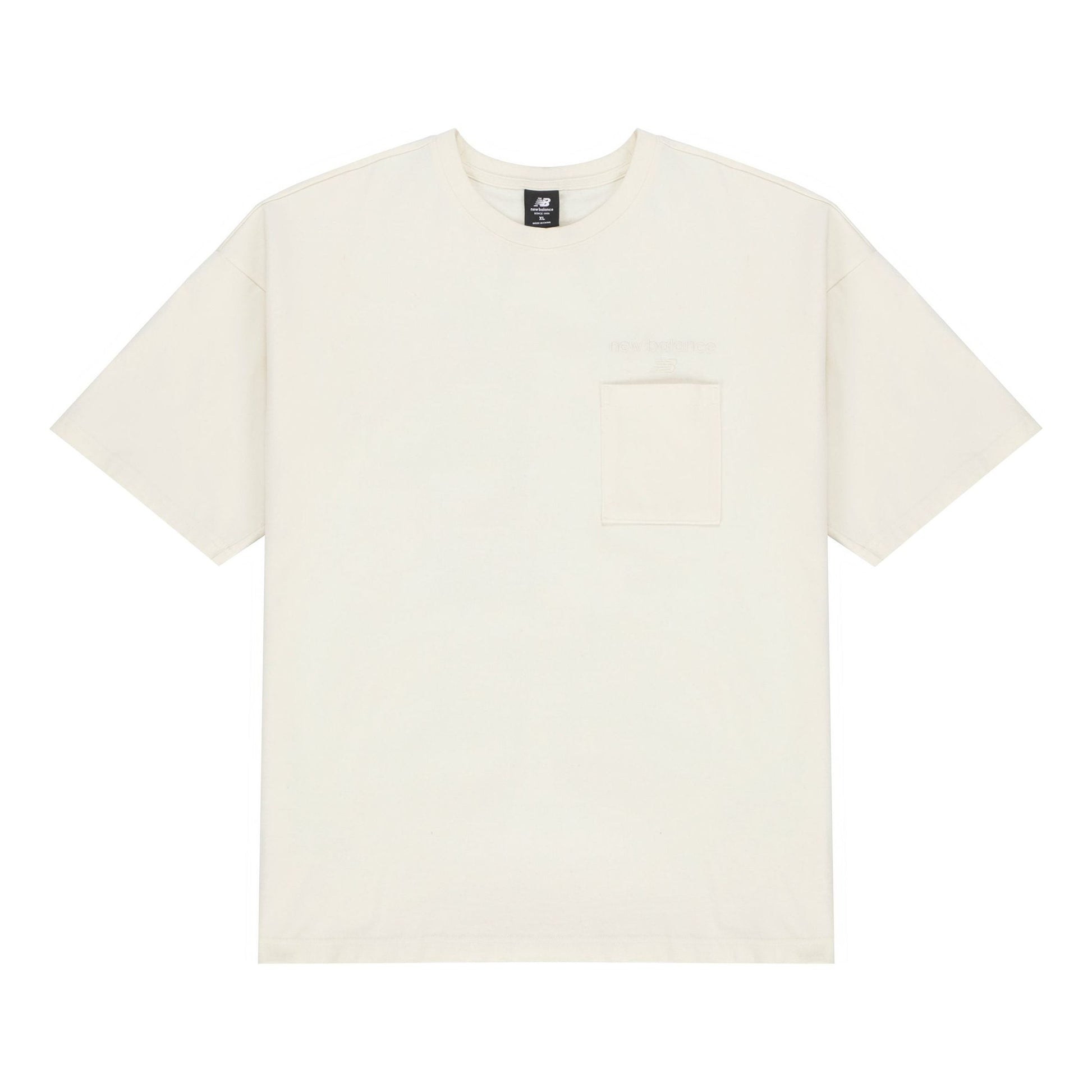 New Balance Logo Embroidered Pocket Knit Round Neck Short Sleeve Couple Style White AMT21549-IV
