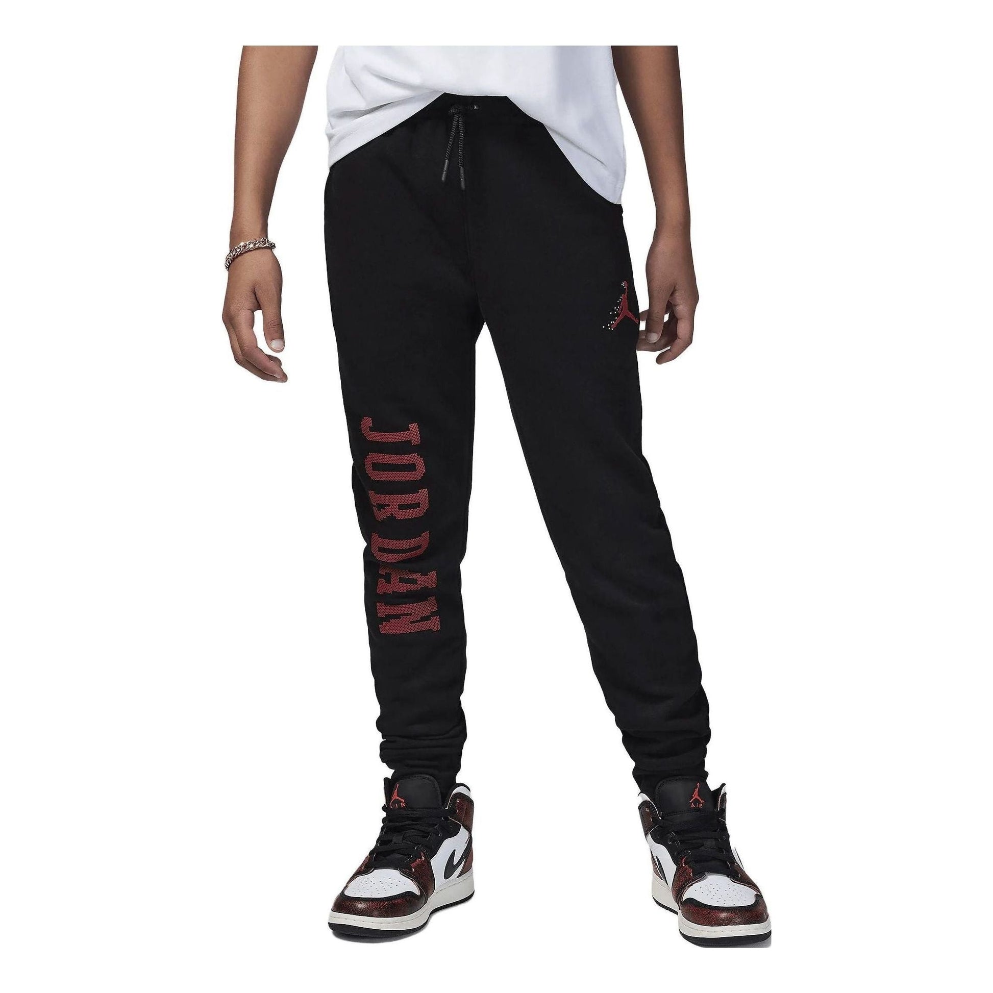 (GS) Air Jordan Essentials Member Sweatpants 'Black Red' FV5650-010