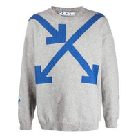 Off-White SS21 Arrow Pattern Round Neck Pullover Gray OMHA036S21KNI0020545