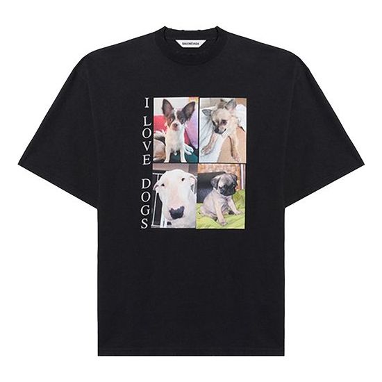 Balenciaga SS21 I Love Dogs Tee Black 641532TJVH11000