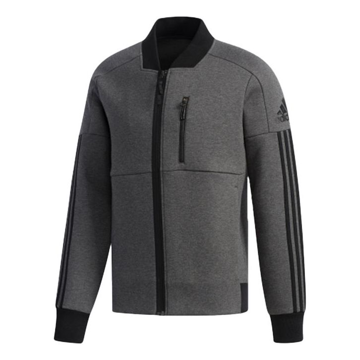 adidas Tt Double Knit Sports aviator Jacket Gray DW4629