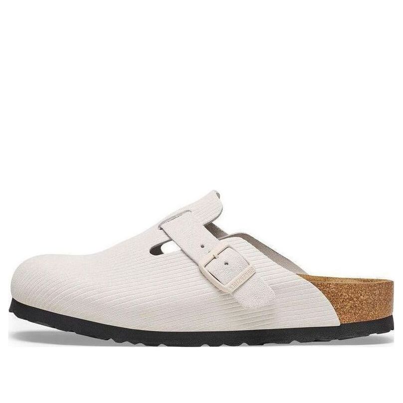 (WMNS) Birkenstock Boston Suede Leather Embossed 'Corduroy Antique White' 1025270