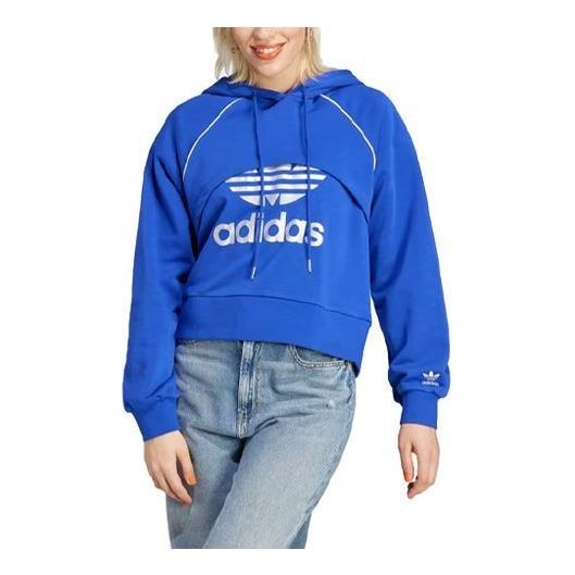 (WMNS) adidas Big Logo Hoodie 'Blue' IK0487
