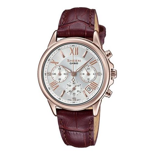 CASIO Waterproof SHEEN Sapphire Crystal Dark Red Analog SHE-5520CGL-7A2021