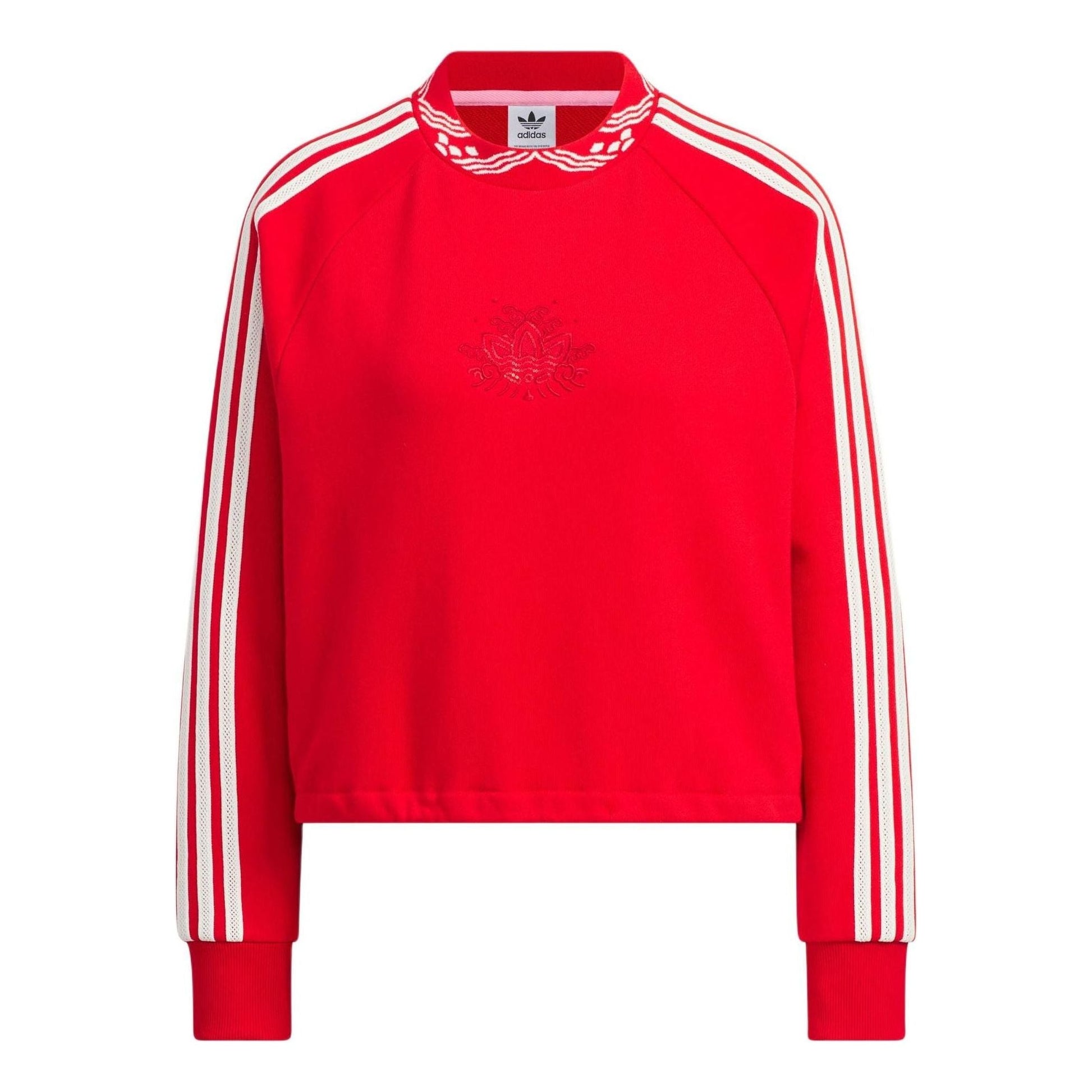 (WMNS) adidas Originals Jacquard Rib Crewneck Sweatshirt Asia Sizing 'Red' IX4228