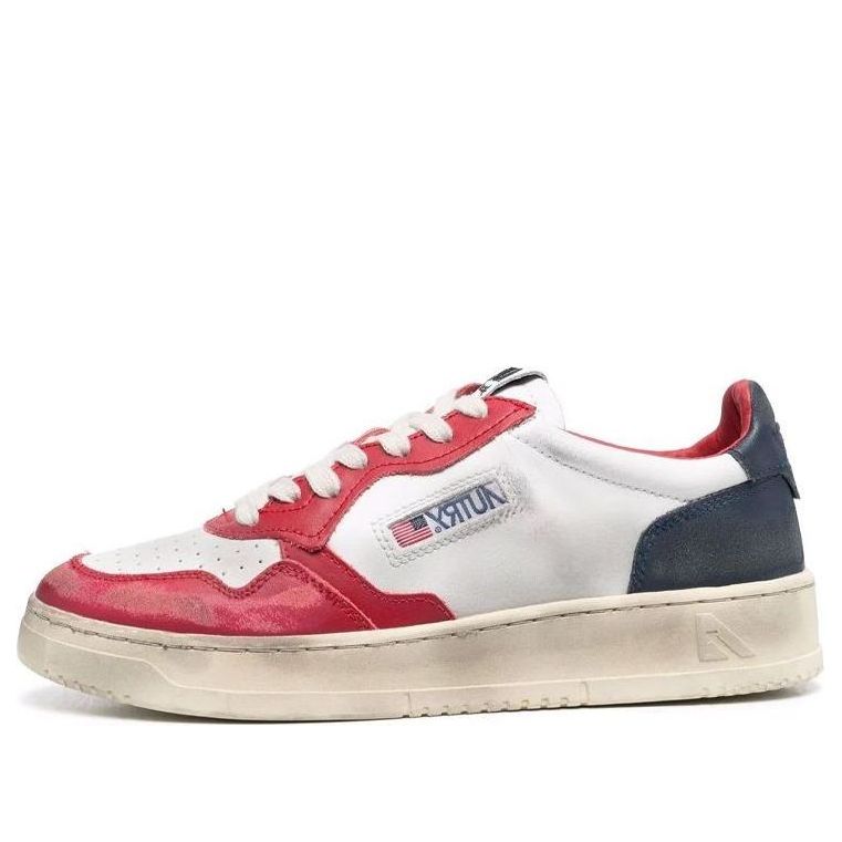 (WMNS) Autry Medalist Super Vintage Leather Low Sneakers 'White Black Red' AVLW-SV03